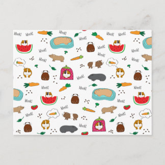 Cute Guinea Pigs Cavy Pellets Carrots Postcard