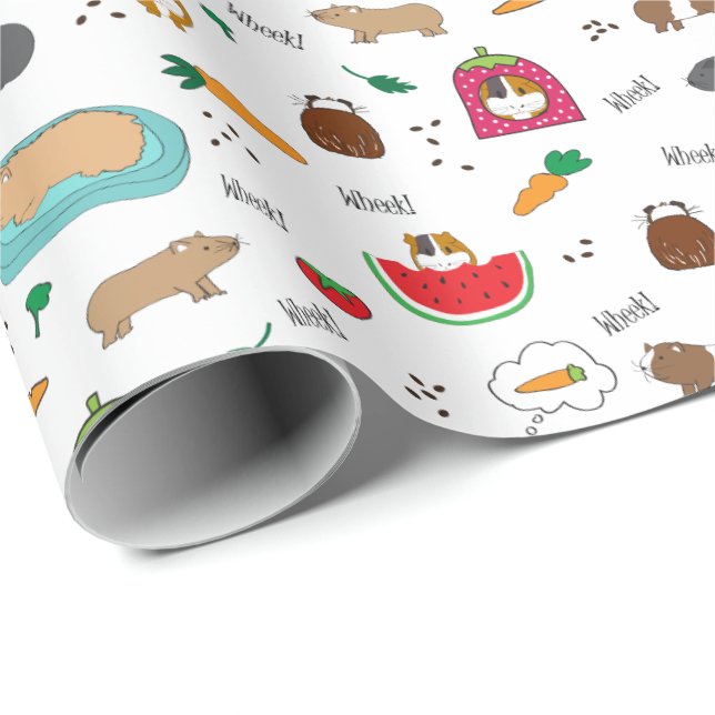 Cute Guinea Pigs Cavy Pets Wrapping Paper (Roll Corner)