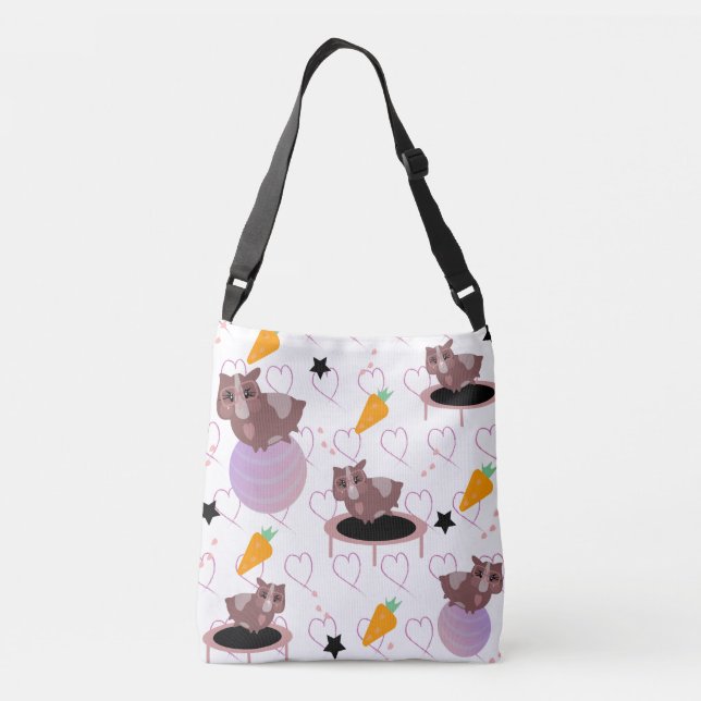Cute Guinea Pigs Exercising Crossbody Bag (Back)