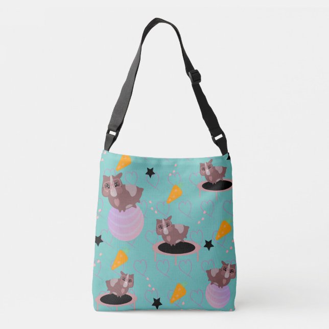 Cute Guinea Pigs Exercising Crossbody Bag (Back)