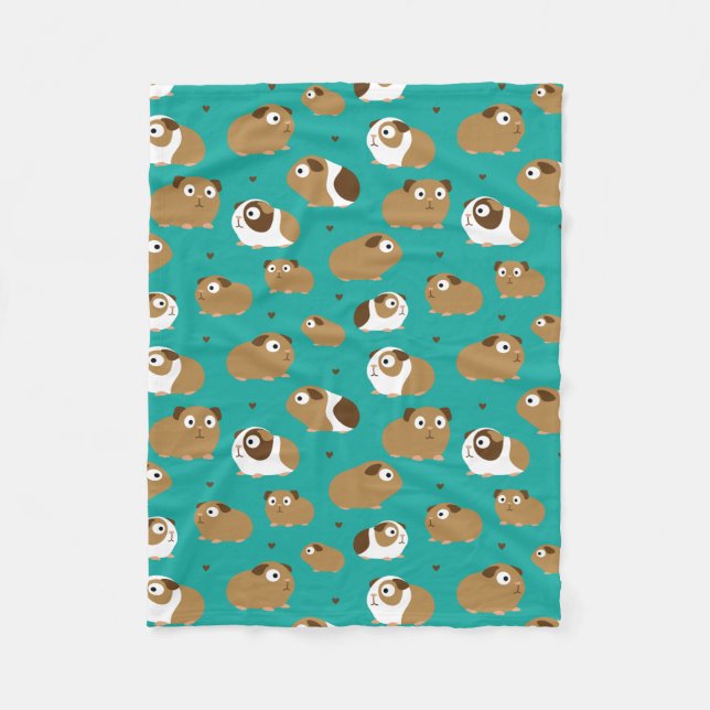 Cute Guinea Pigs Fleece Blanket (Front)