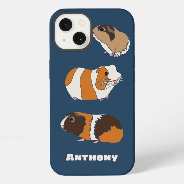 Cute Guinea Pigs Illustrations Personalized iPhone Case (Back)