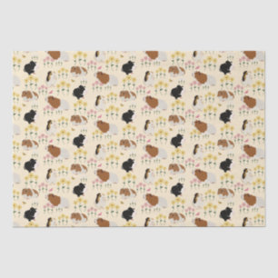 Cute Guinea Pigs In Flower Garden Pattern - Yellow Tissue Paper
