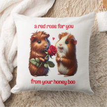 Cute Guinea Pigs in Love Exchange a Red Rose