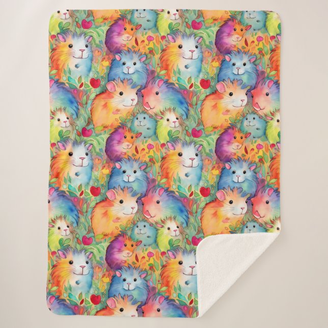 Cute guinea pigs pattern sherpa blanket (Front)