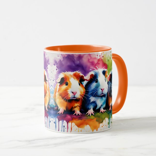 Cute guinea pigs with splashes of color mug (Front Right)