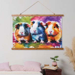 Cute guinea pigs with splashes of colour hanging tapestry