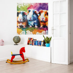 Cute guinea pigs with splashes of colour tapestry