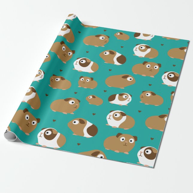 Cute Guinea Pigs Wrapping Paper (Unrolled)
