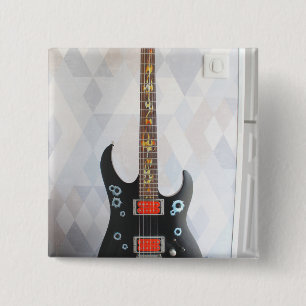 Cute Guitar 15 Cm Square Badge