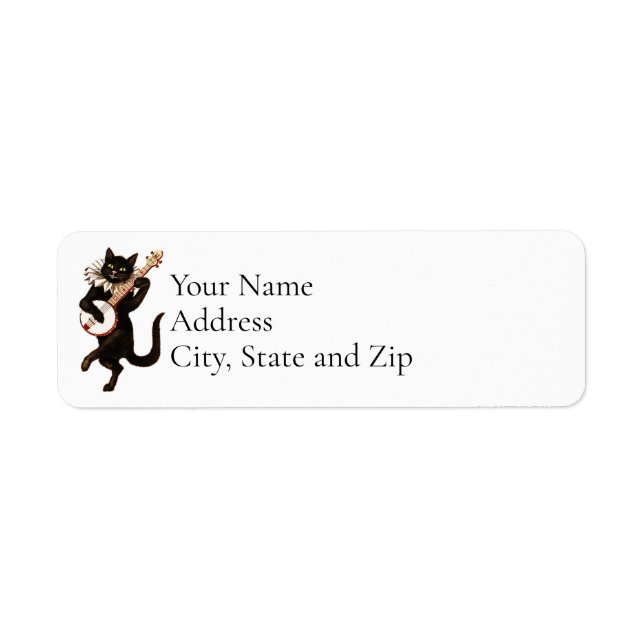 Cute Guitar Dancing Cat Address Label (Front)