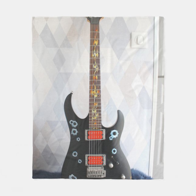 Cute Guitar Fleece Blanket (Front)