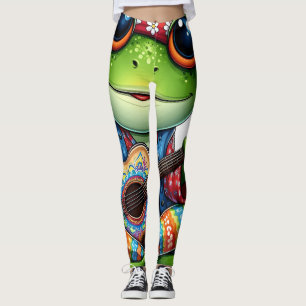 Cute Guitar Frog  Leggings