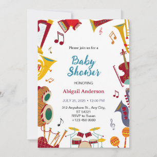 Cute Guitar Musical Unique Baby Shower Invitation