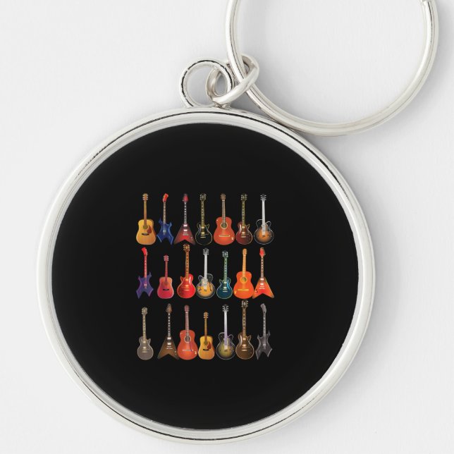 Cute Guitar Rock And Roll Musical Instruments Gift Key Ring (Front)