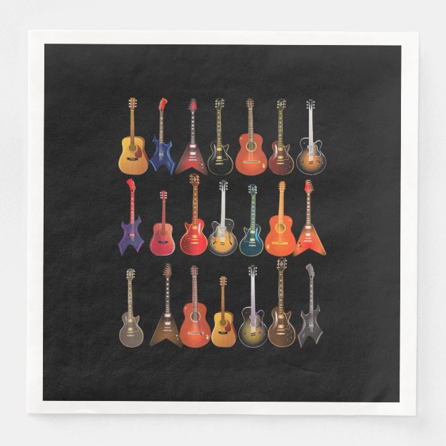 Cute Guitar Rock And Roll Musical Instruments Gift Napkin (Front)