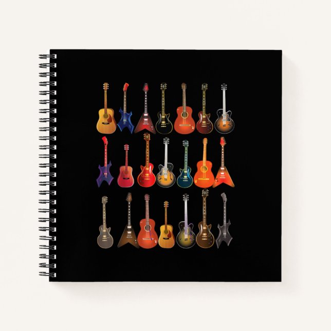 Cute Guitar Rock And Roll Musical Instruments Gift Notebook (Front)