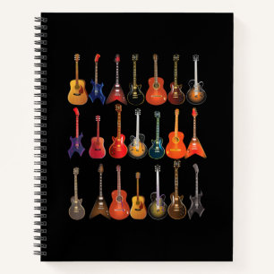 Cute Guitar Rock And Roll Musical Instruments Gift Notebook