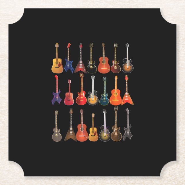Cute Guitar Rock And Roll Musical Instruments Gift Paper Coaster (Front)