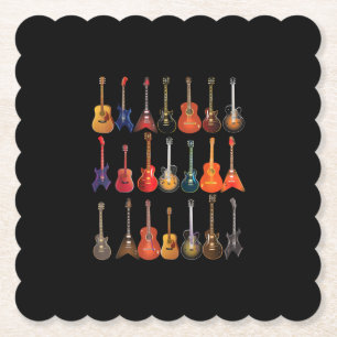 Cute Guitar Rock And Roll Musical Instruments Gift Paper Coaster