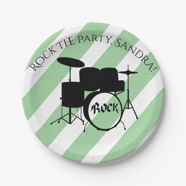 Cute Guitar Rock And Roll Musical Instruments  Paper Plate (Front)