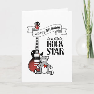 Cute Guitar Teddy Rockstar Rock & Roll Birthday Ca Card
