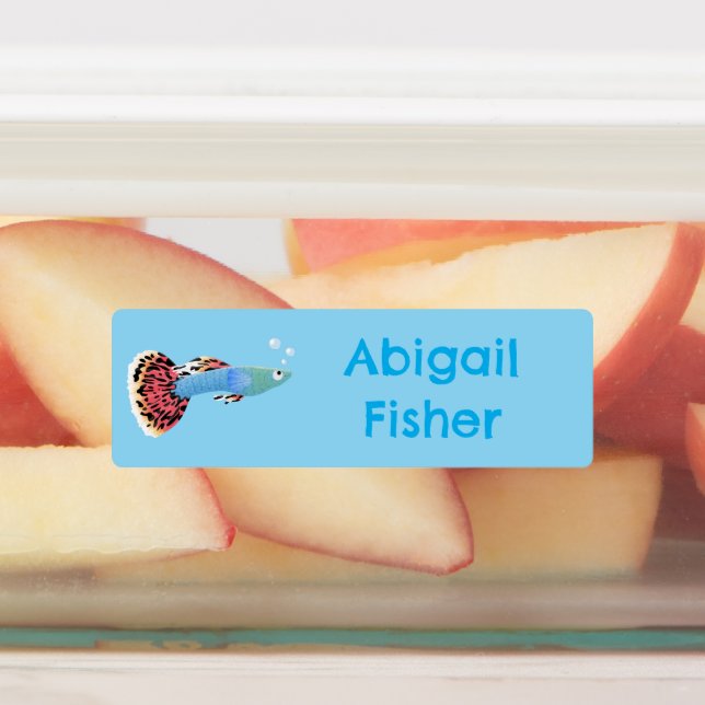 Cute guppy tropical fish cartoon personalised (Affixed)