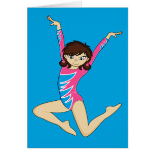 Cute Gymnast Jumping Card