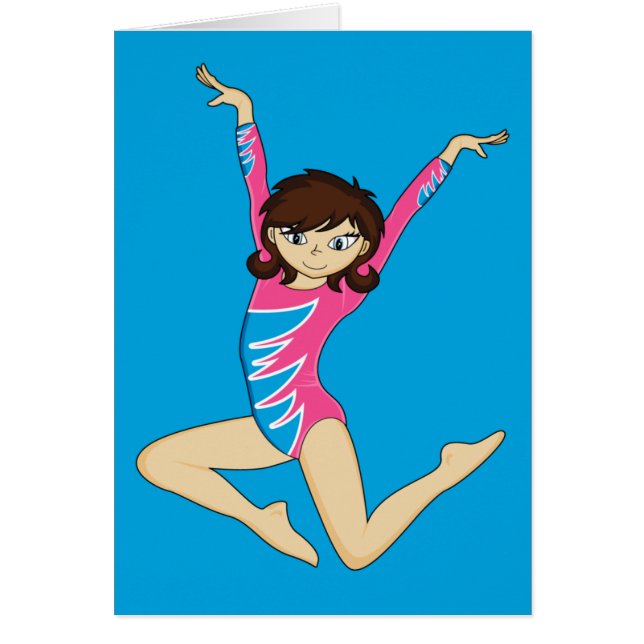 Cute Gymnast Jumping Card (Front)