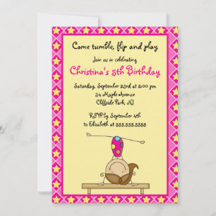 Cute Gymnastic Birthday Party Invitations