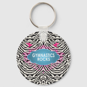 Cute Gymnastic Rocks Pink ZEBRA Keychain