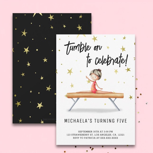 Cute Gymnastics Balance Beam Birthday Invitation (Creator Uploaded)