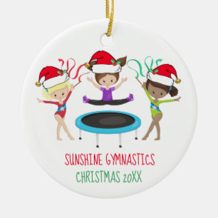Cute Gymnastics Christmas Custom Gymnast Club Ceramic Tree Decoration