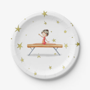 Cute Gymnastics Girl Birthday Paper Plate