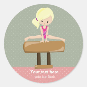 Cute gymnastics girl classic round sticker