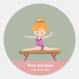 Cute gymnastics girl classic round sticker