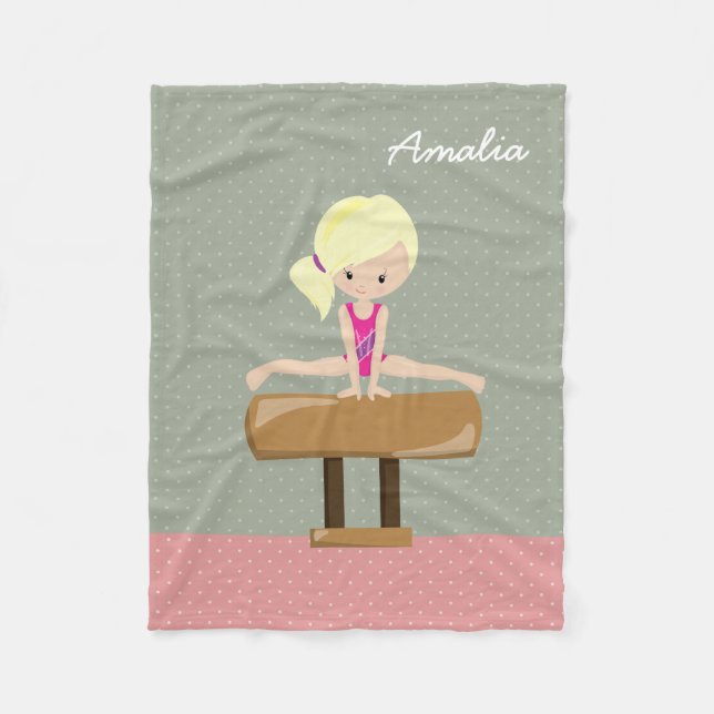 Cute gymnastics girl fleece blanket (Front)