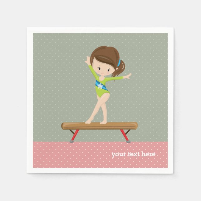 Cute gymnastics girl napkin (Front)