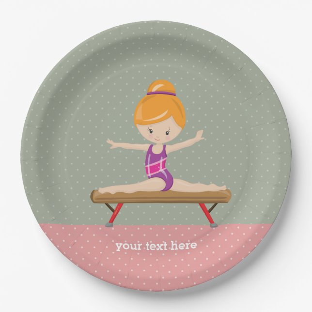 Cute gymnastics girl paper plate (Front)