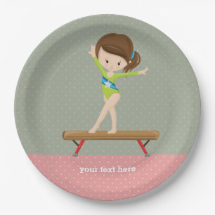 Cute gymnastics girl paper plate