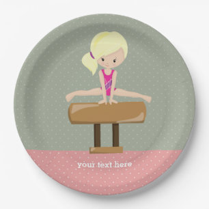 Cute gymnastics girl paper plate