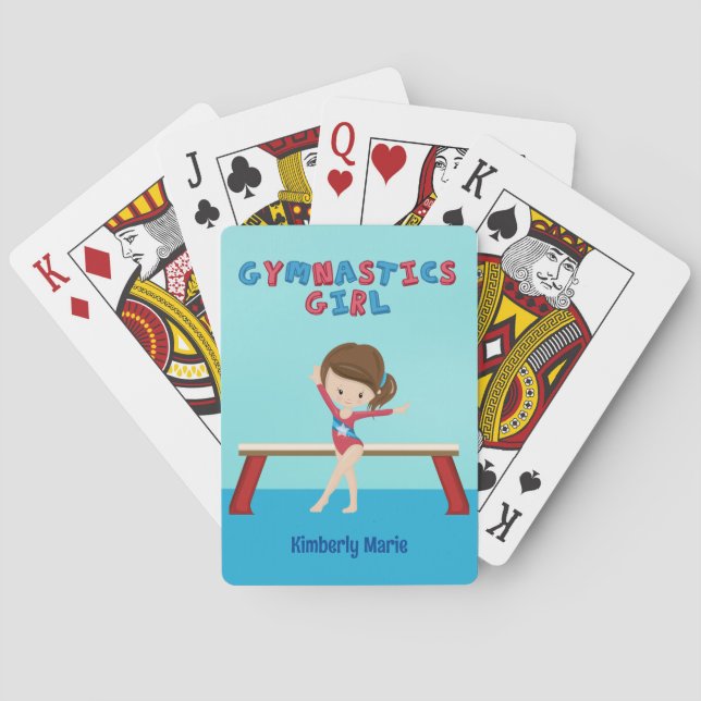 Cute Gymnastics Girl Personalised Gymnast Playing Cards (Back)