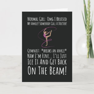 Cute Gymnastics Girls Cards For Her Beam Fun Humor