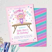Cute Gymnastics Pink Hair Jump Birthday Party