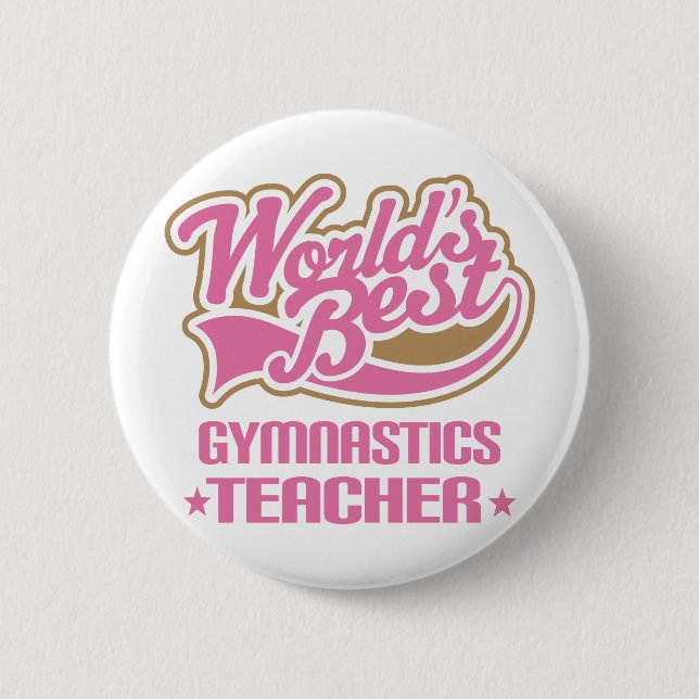 Cute Gymnastics Teacher 6 Cm Round Badge (Front)