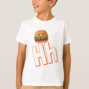 Cute H For Hamburger - Kids English ABCD Alphabet T-Shirt