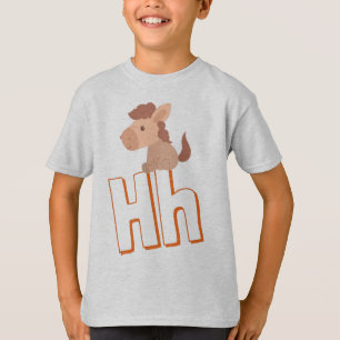 Cute H For Horse - Kids English ABCD Alphabet T-Shirt