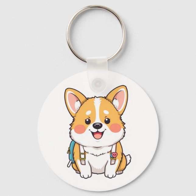 Cute Hachiko Akita Inu Loyal Dog Japan Key Ring (Front)