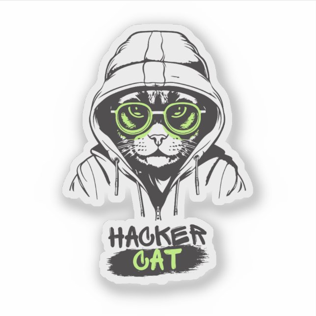 Cute Hacker Cat Illustration – Cybersecurity gift (Front)