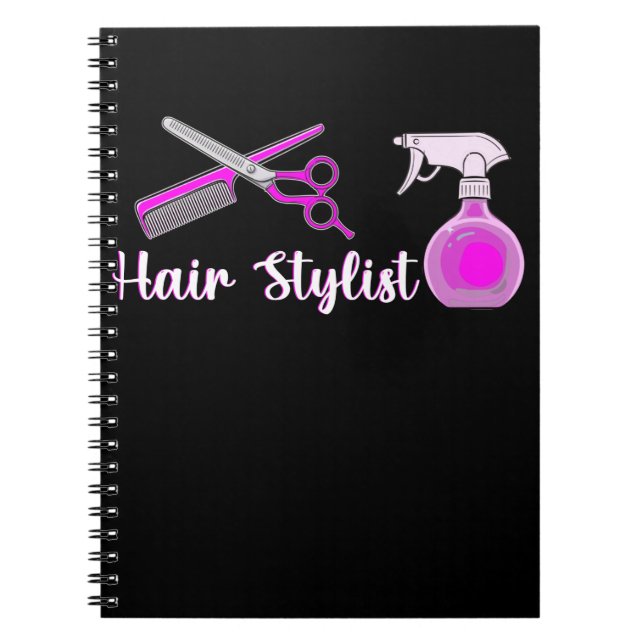 Cute Hair Stylist Scissors Hairdresser Girl Notebook (Front)